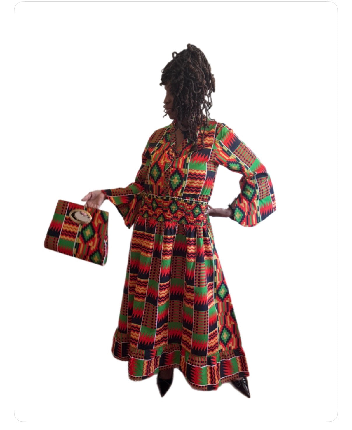 #ASC1011 - Colors of The Motherland Dress With Matching Purse. One Size Fits Most