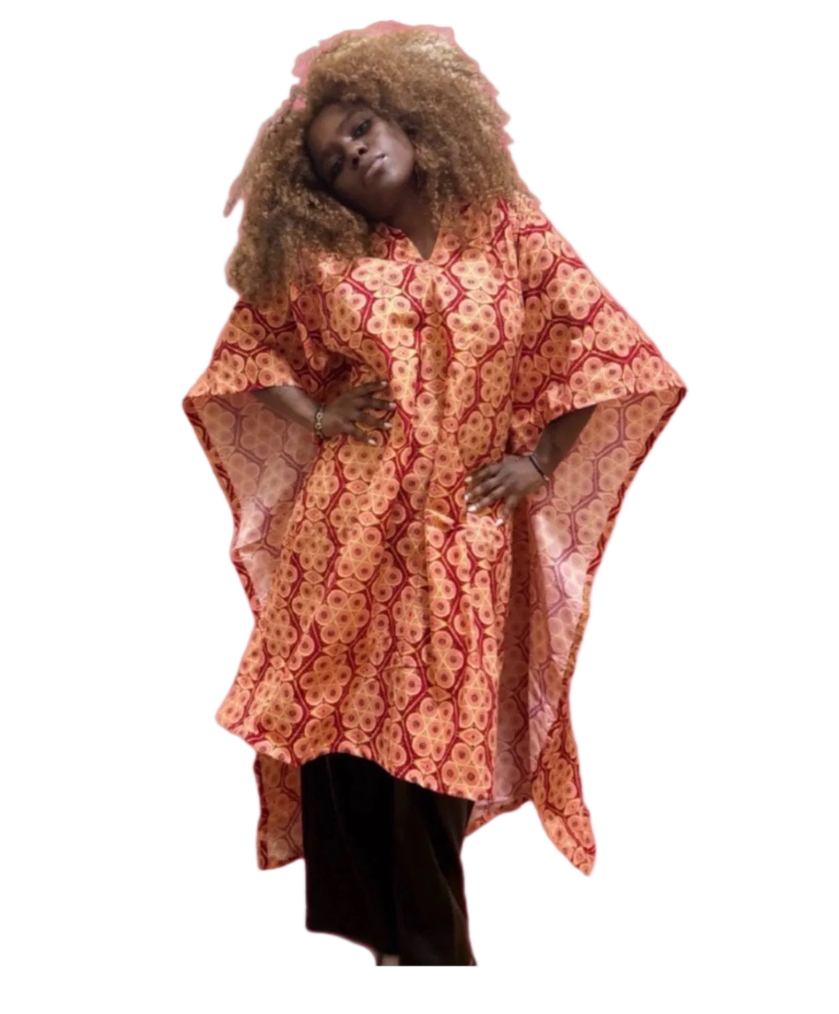 #M780 - Masikaa’s African Inspired Free Flowing And Opened Armed Hooded Rain Poncho. All Sizes