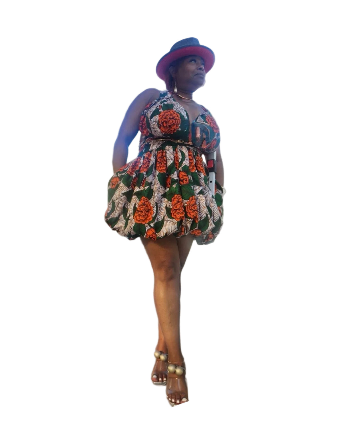 NA899 - Floral Balloon Dress. One Size Fits Most