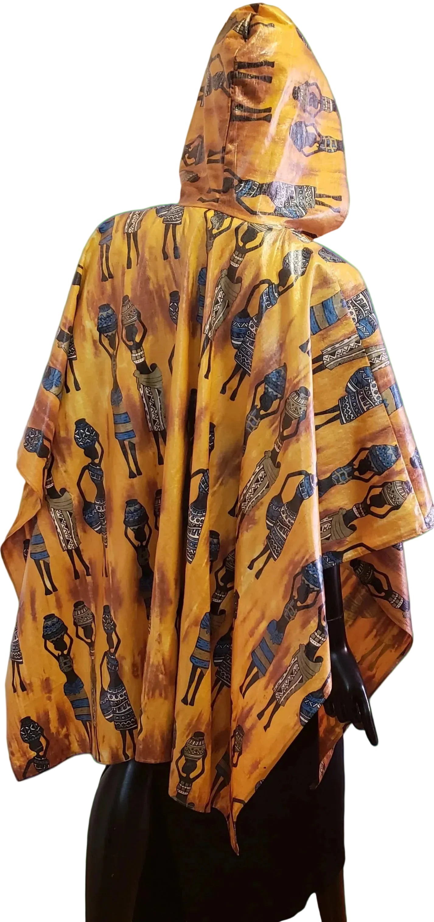 #M787 - Masikaa's Hooded Rain Poncho With Unique African Design. All Sizes
