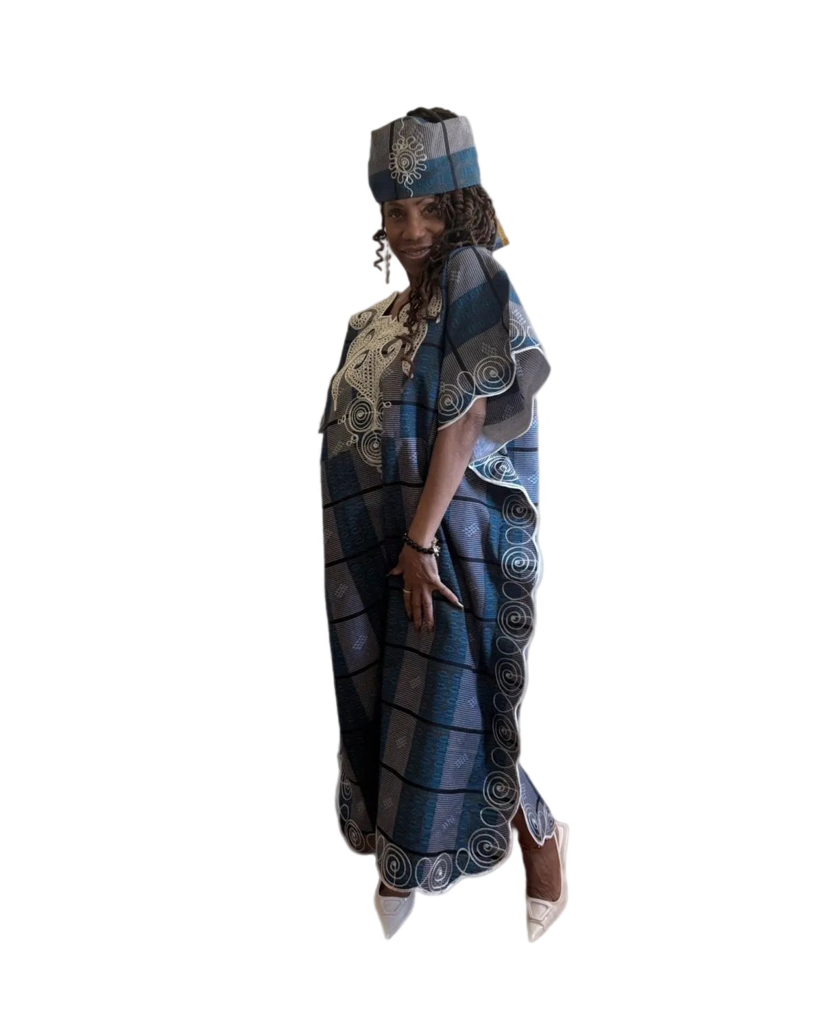 #NA894 - Authentic West African BouBou With Detailed Embroidery. One Size Fits Most