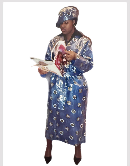#M786 - Masikaa’s Beauty in Blue Rain Coat With Matching Hat. Customized