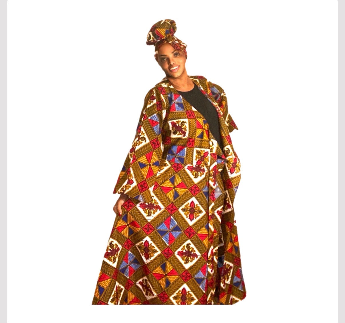 #ASC1009 - Long Wrap Dress With Head Wrap. One Size Fits Most