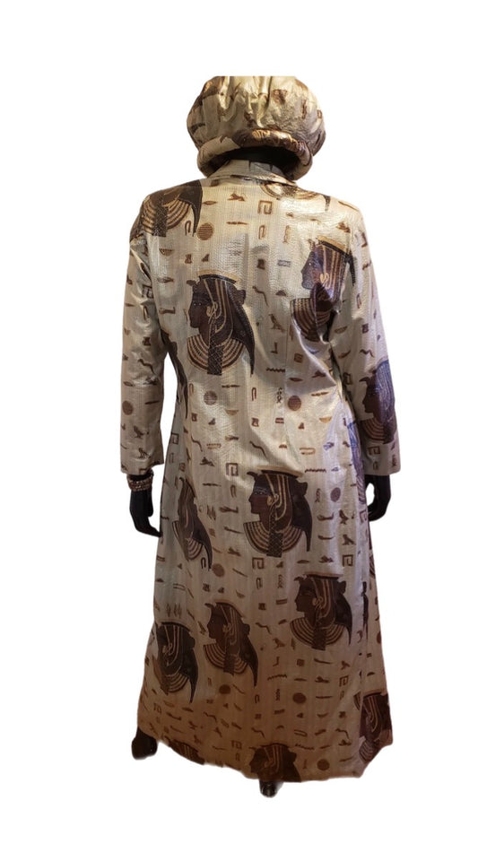 #M783 - Masikaa's Long And Lavish African Inspired Print Raincoat With Matching Hat