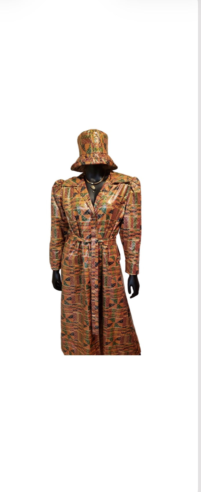 #M789 - Masikaa’s Long Kente Print With Matching Hat. Customized Item