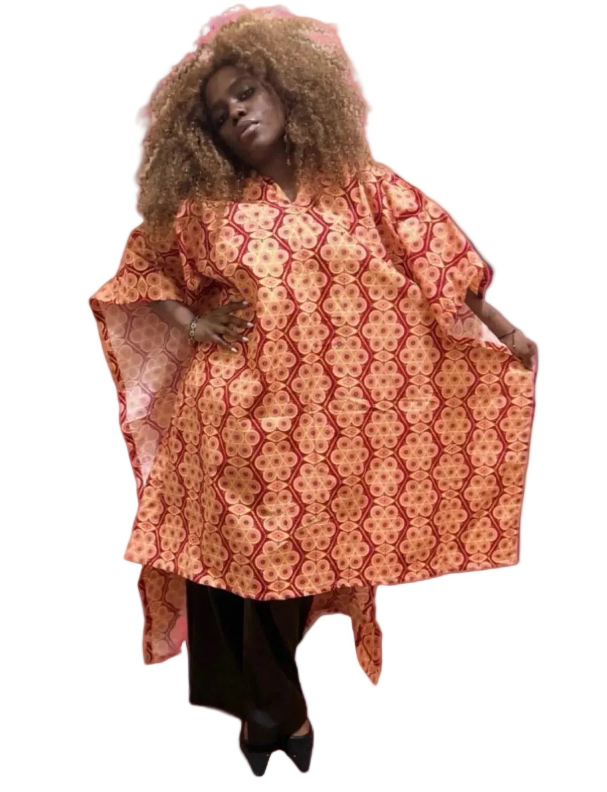 #M780 - Masikaa’s African Inspired Free Flowing And Opened Armed Hooded Rain Poncho.  All Sizes