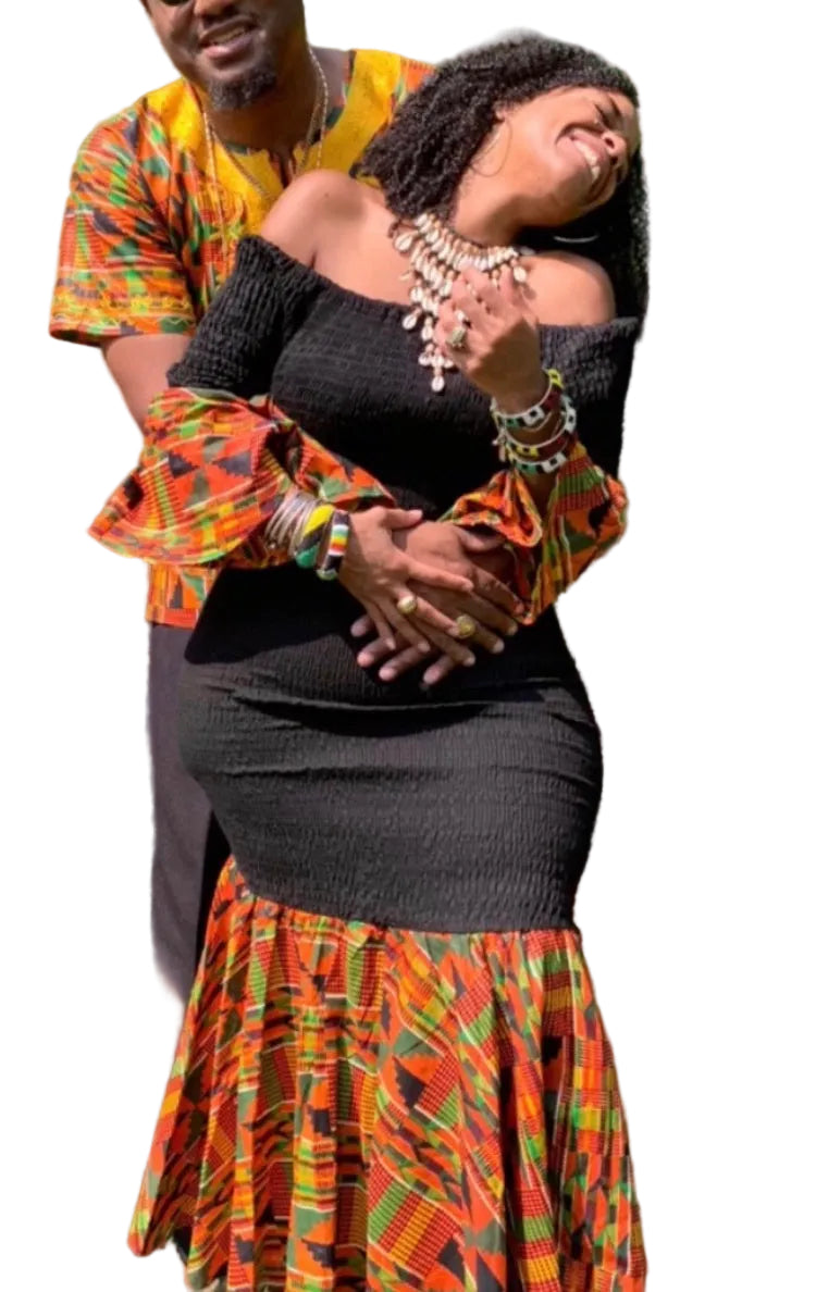 Beautiful “Mermaid” Dress Adorned With Kente - One Size Fits Most