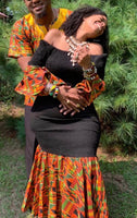 Beautiful “Mermaid” Dress Adorned With Kente - One Size Fits Most