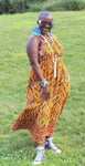 Stunning Vibrant African Pattern Halter Dress With Drawstring Tie Around The Neck - One Size Fits Most