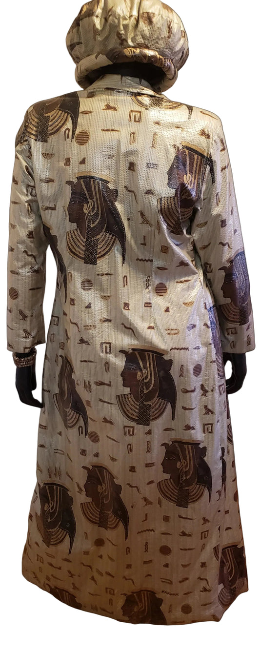 #M783 - Masikaa's Long And Lavish African Inspired Print Raincoat With Matching Hat